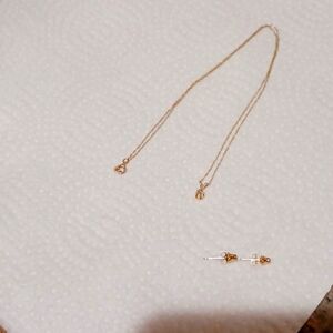 Beautiful ladies 10k yellow gold diamond matching earrings and necklace